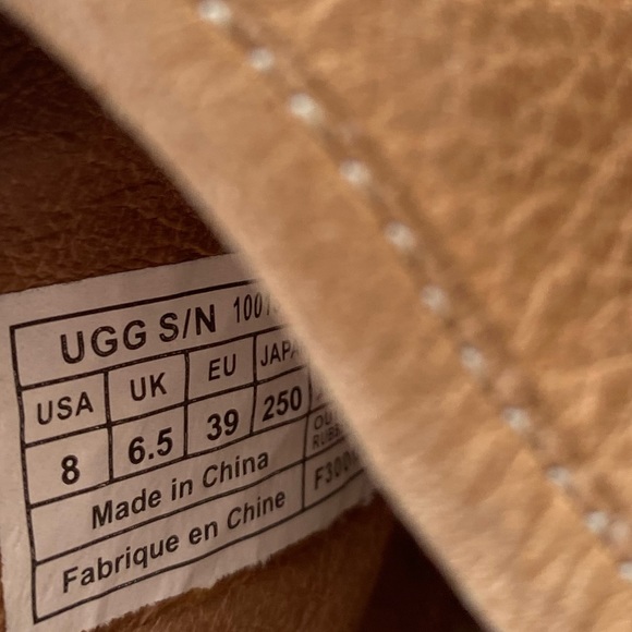 UGG Australia Natalee Tan Leather Wedge Wood Heel Clogs Mules Size 8 - Picture 3 of 12